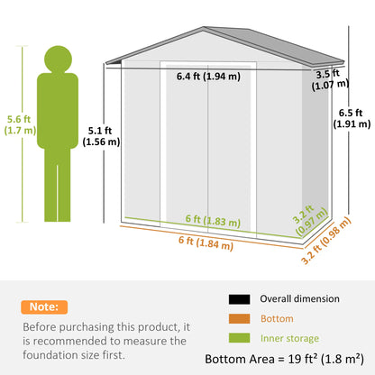 6.5x3.5ft Metal Garden Storage Shed, Double Sliding Doors, Light Grey Sheds at Gallery Canada