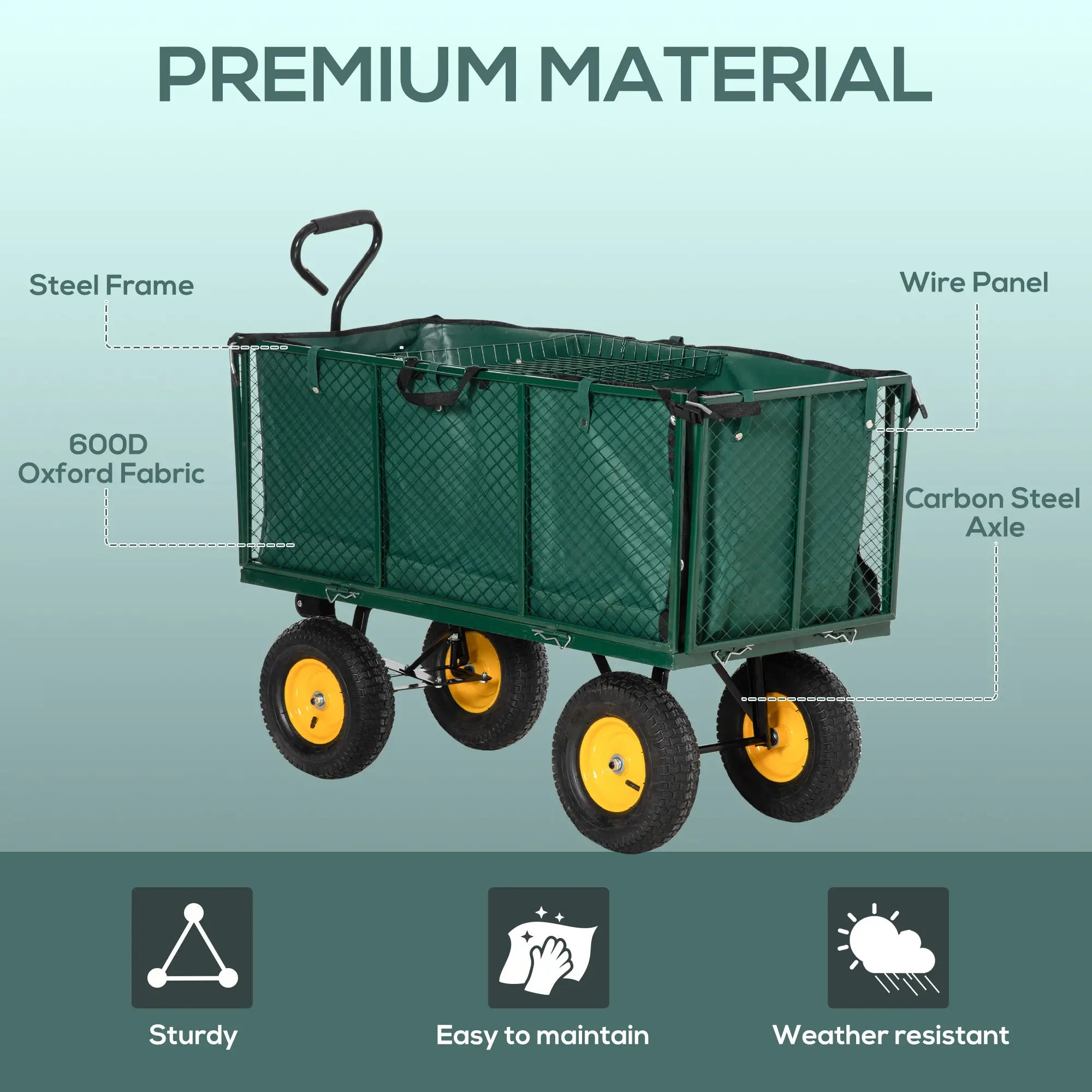 342L Utility Wagon Cart, Removable Mesh Sides, Flatbed for Beach Lawn Yard Folding Garden Carts at Gallery Canada