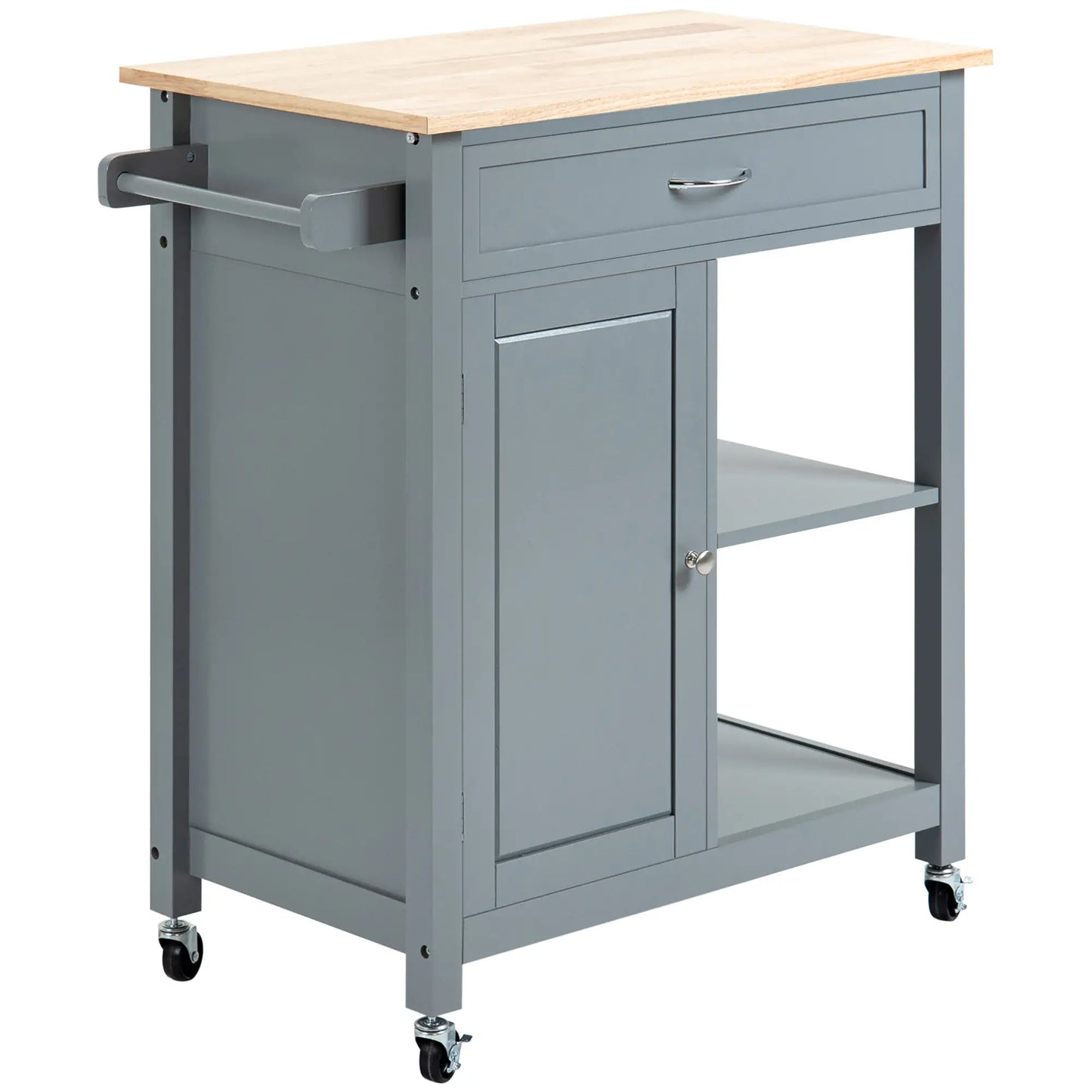 Rolling Kitchen Cart, Wood Top with Drawer, Kitchen Island on Wheels, Grey Kitchen Islands & Kitchen Carts at Gallery Canada
