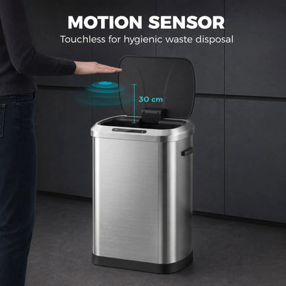 Automatic Trash Can, 13.2Gal / 50L, Touchless, Soft-Close Lid, Silver