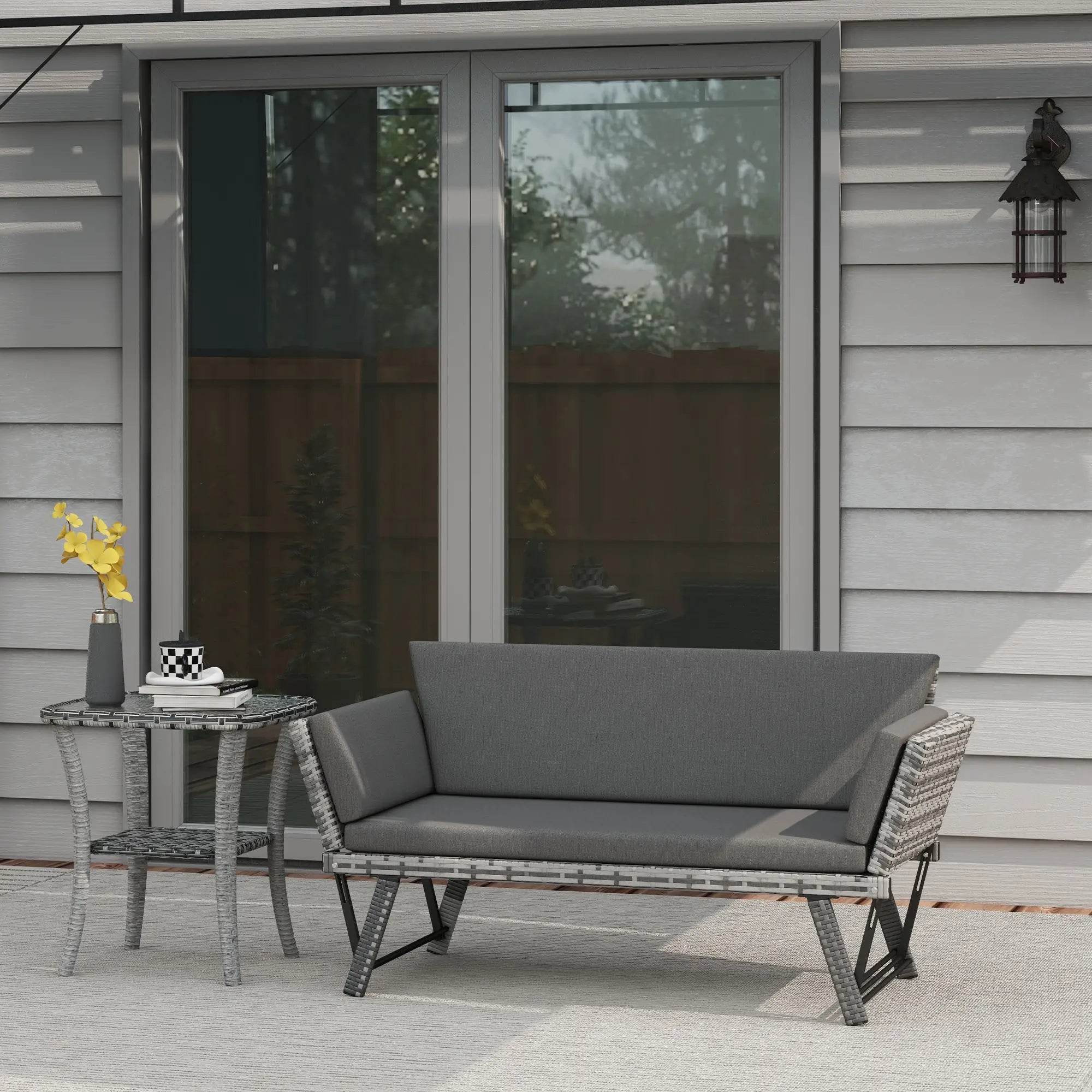 Convertible Wicker Patio Chaise Lounge, Grey Patio Furniture Sets at Gallery Canada