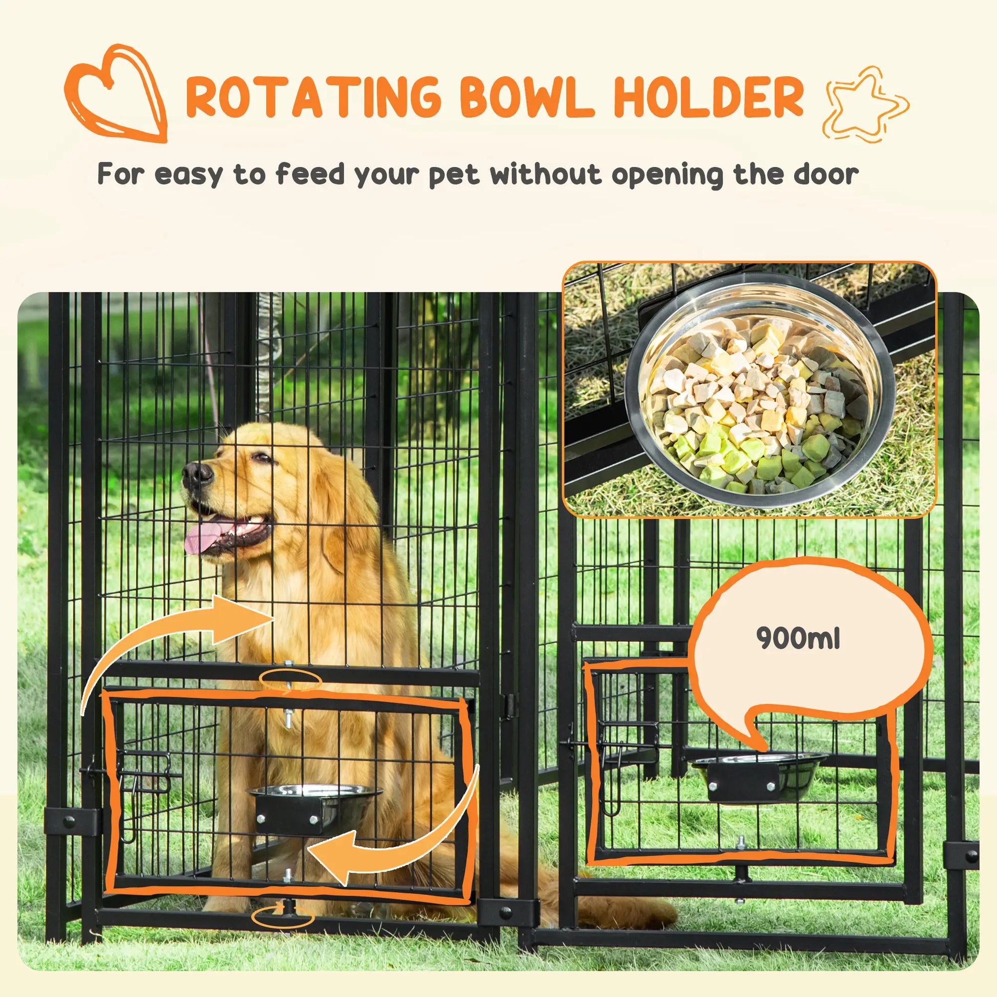 Outdoor Dog Kennel, Lockable Pet Playpen, Welded Steel Fence, Rotating Bowl, Green Houses, Kennels & Pens at Gallery Canada