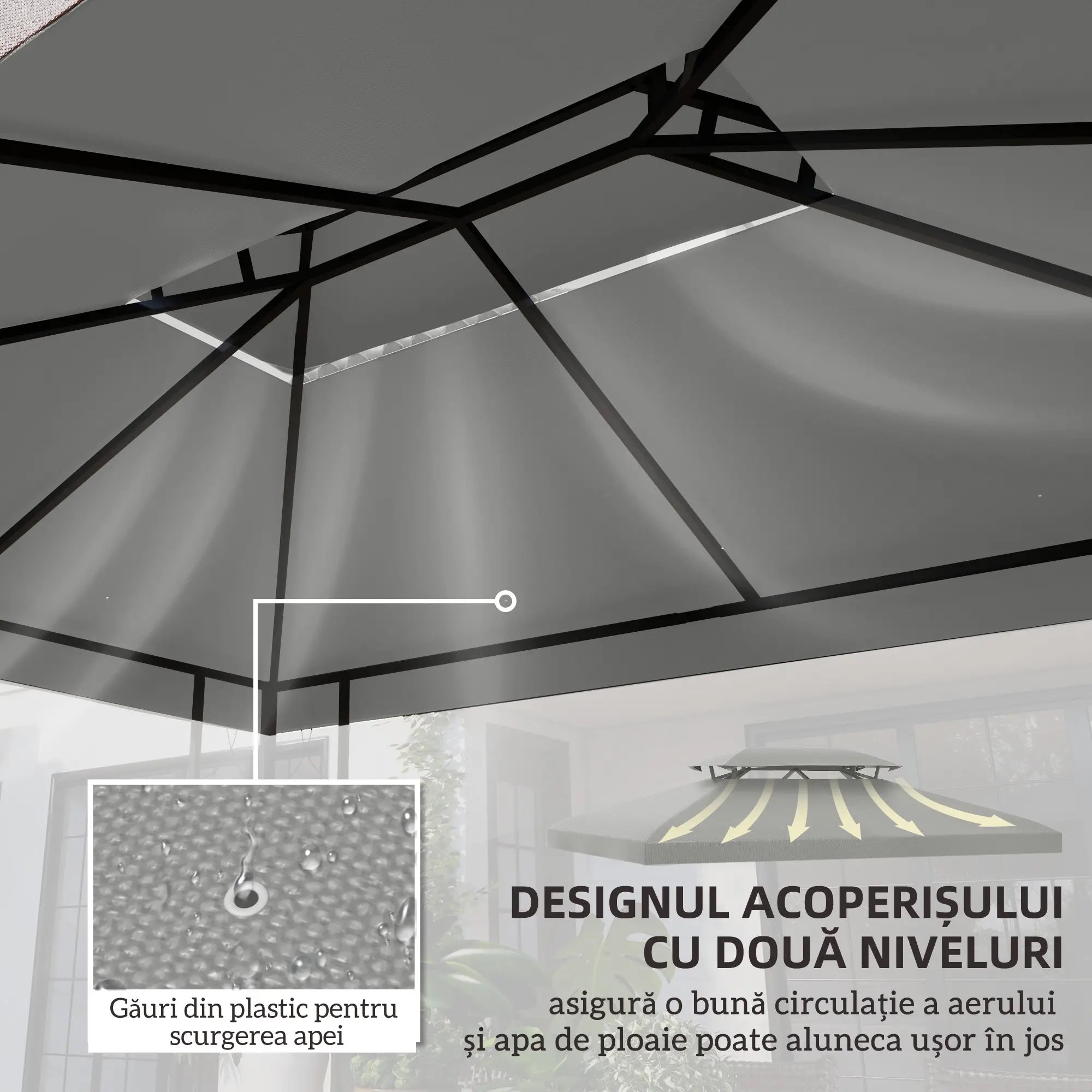 13' x 10' Gazebo Replacement Canopy, 2 Tier Top UV Cover, Light Grey Gazebo Canopy Replacement at Gallery Canada