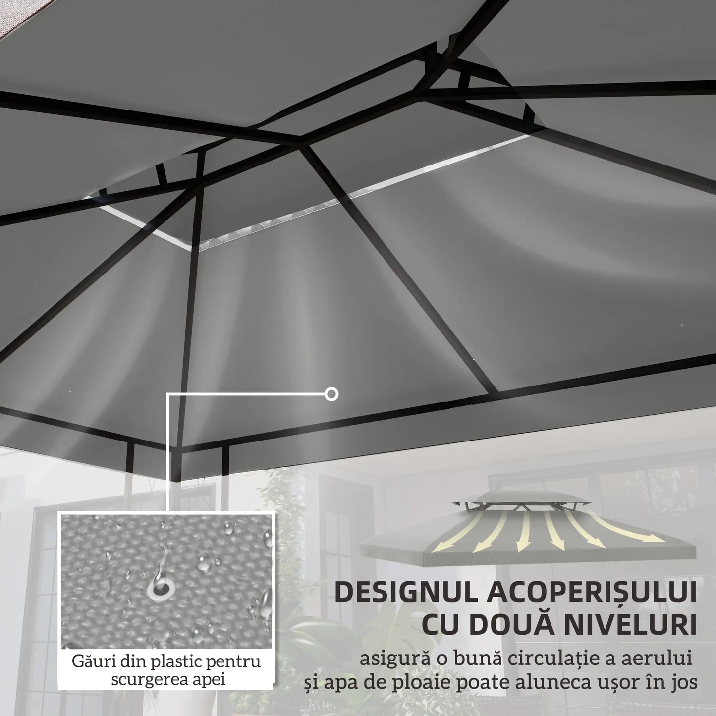 13' x 10' Gazebo Replacement Canopy, 2 Tier Top UV Cover, Light Grey Gazebo Canopy Replacement at Gallery Canada