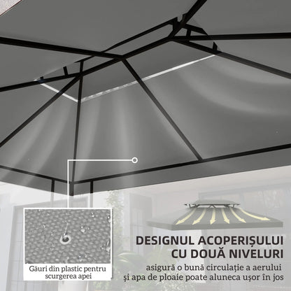 13' x 10' Gazebo Replacement Canopy, 2 Tier Top UV Cover, Light Grey Gazebo Canopy Replacement at Gallery Canada