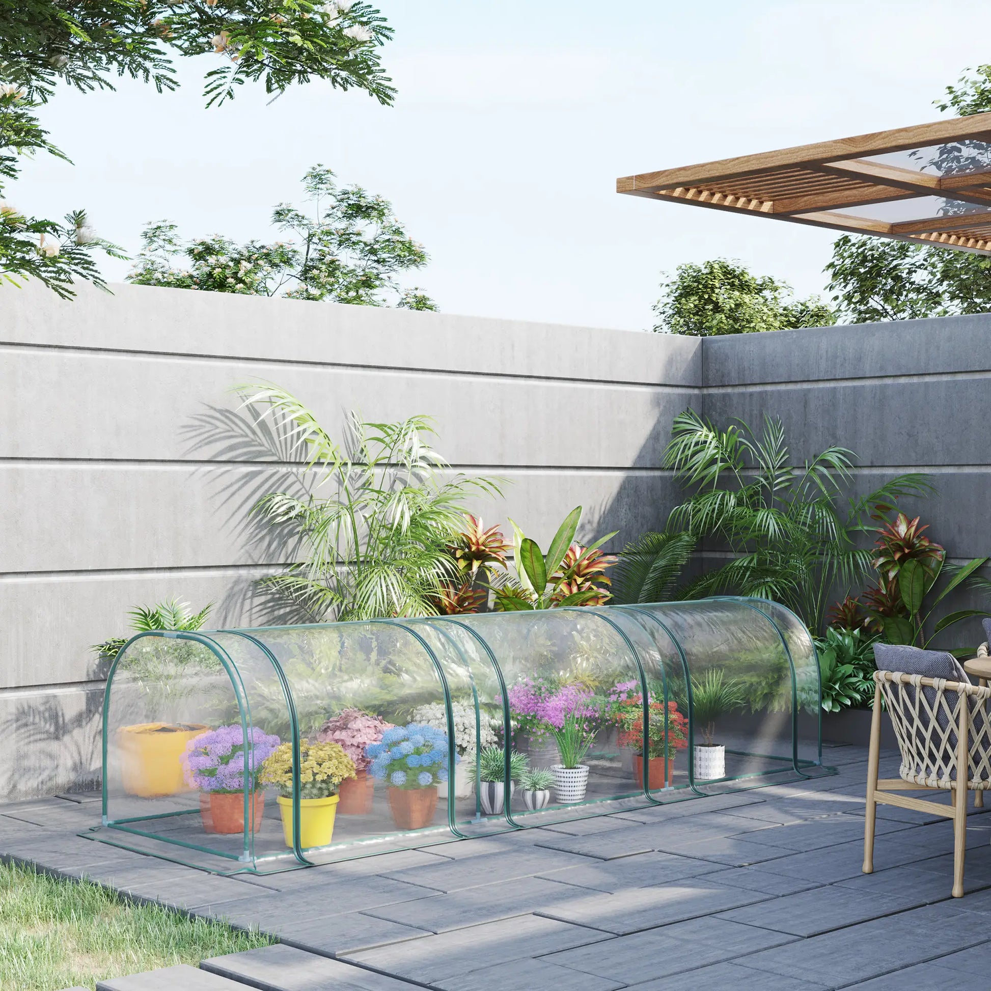 138"x39"x32" Transparent PVC Mini Tunnel Greenhouse, Steel Frame, Zipped Doors Mini Greenhouses at Gallery Canada