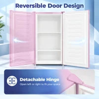 Compact Upright Freezer, 2.1 Cubic Feet, Reversible Door, Pink