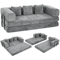 Canapé-lit convertible 81" 5-en-1, Gris, Assise profonde