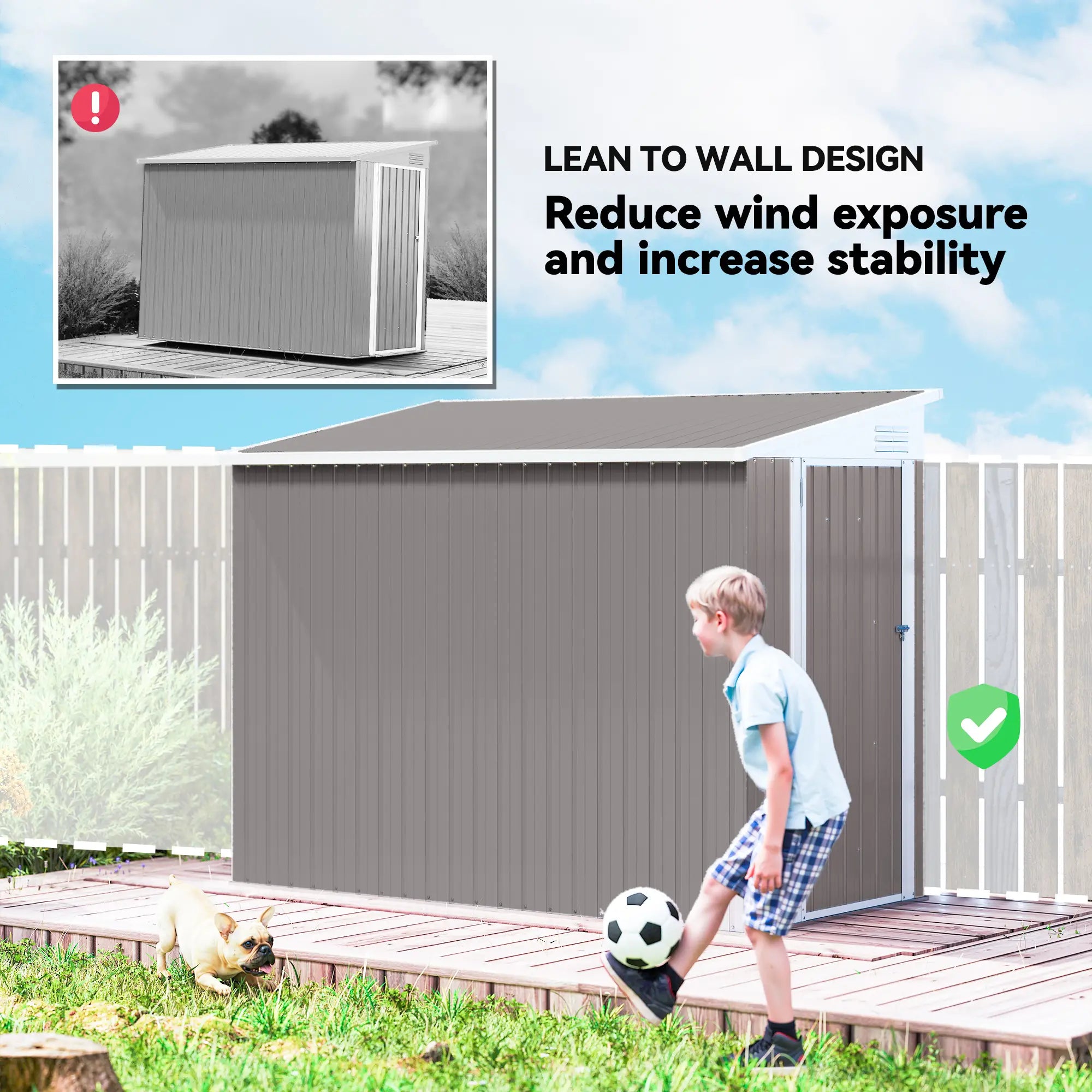 4' x 8' Outdoor Storage Shed, Metal Tool Shed, Lockable Door, Light Grey Sheds at Gallery Canada
