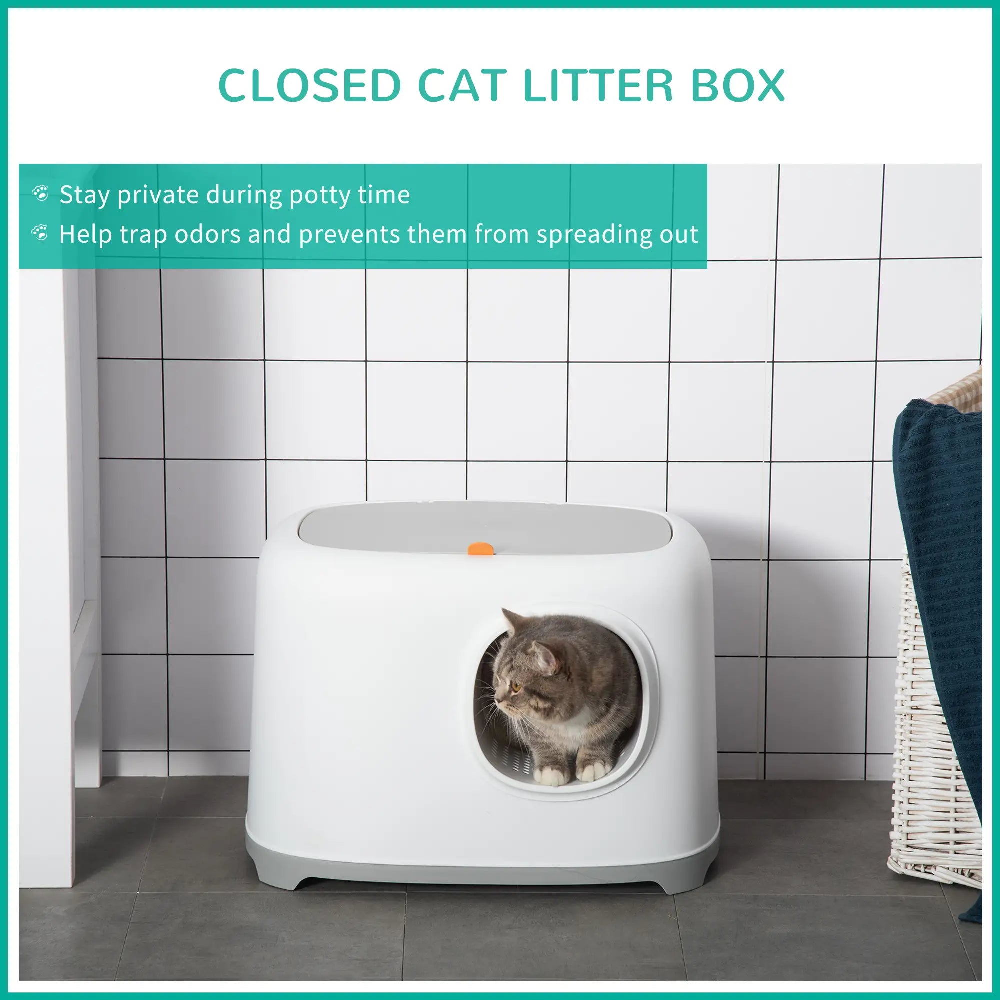 Cat Litter Box, Anti-Sand Tunnel, Scoop, Open Top, White Cat Litter Box Enclosures at Gallery Canada