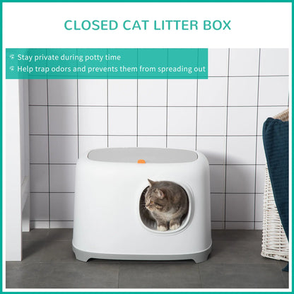 Cat Litter Box, Anti-Sand Tunnel, Scoop, Open Top, White Cat Litter Box Enclosures at Gallery Canada