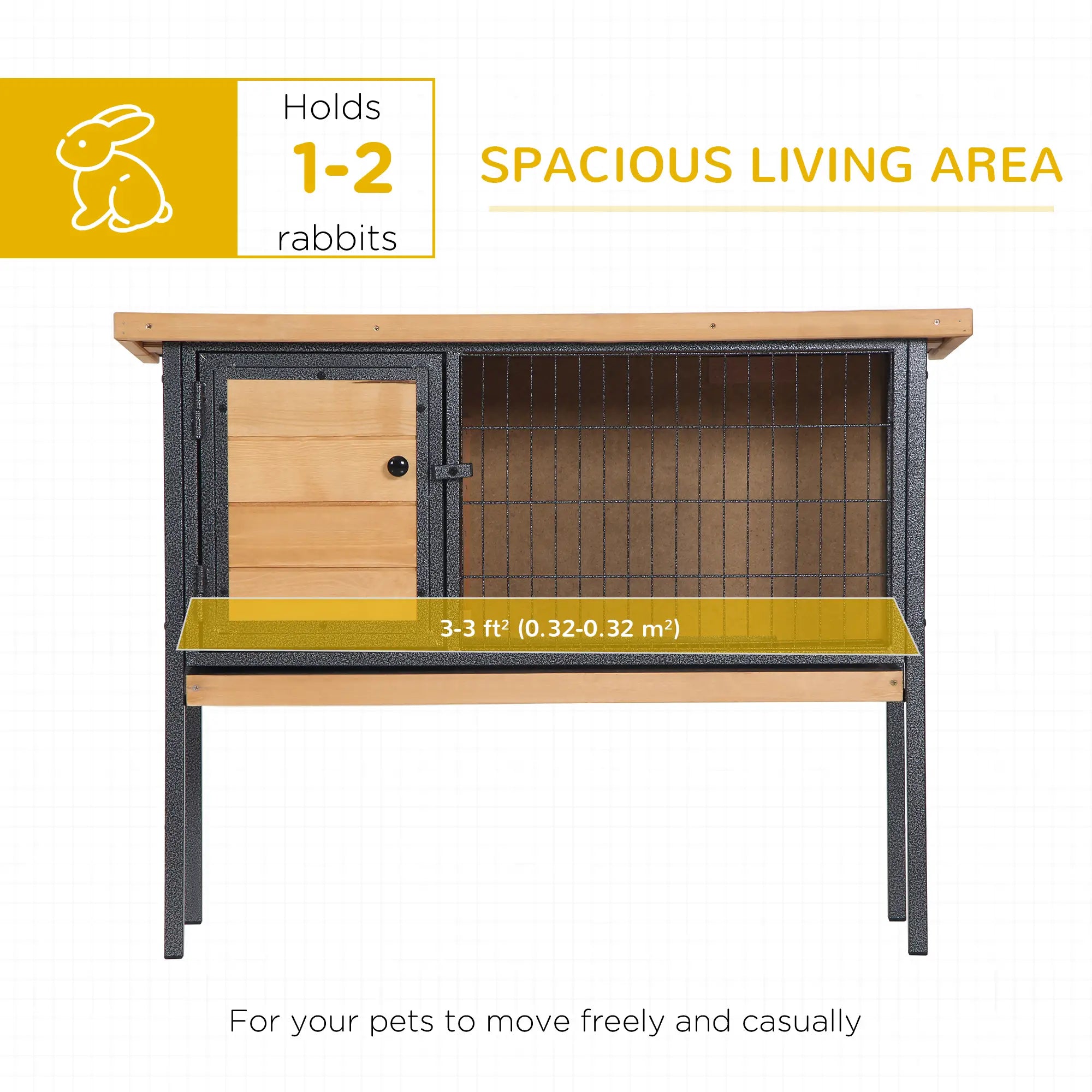 Wooden Rabbit Hutch, Indoor Outdoor Bunny Cage With Tray, Yellow Rabbit Hutch at Gallery Canada
