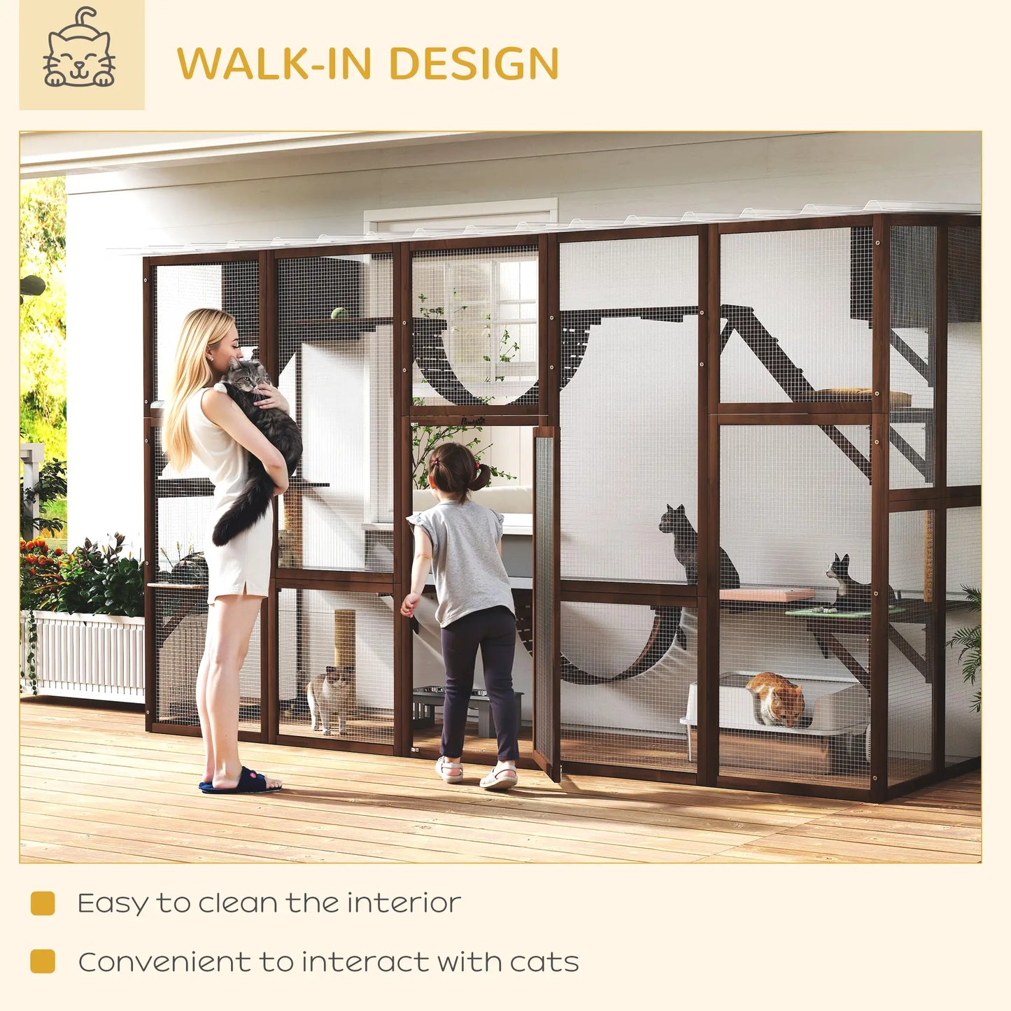 Large Outdoor Catio, Condos, Platforms, Doors, Ladders, Weather-Resistant Roof, Espresso Outdoor Cat Enclosures at Gallery Canada