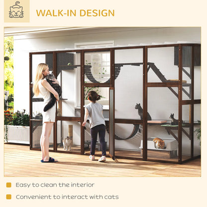 Large Outdoor Catio, Condos, Platforms, Doors, Ladders, Weather-Resistant Roof, Espresso Outdoor Cat Enclosures at Gallery Canada