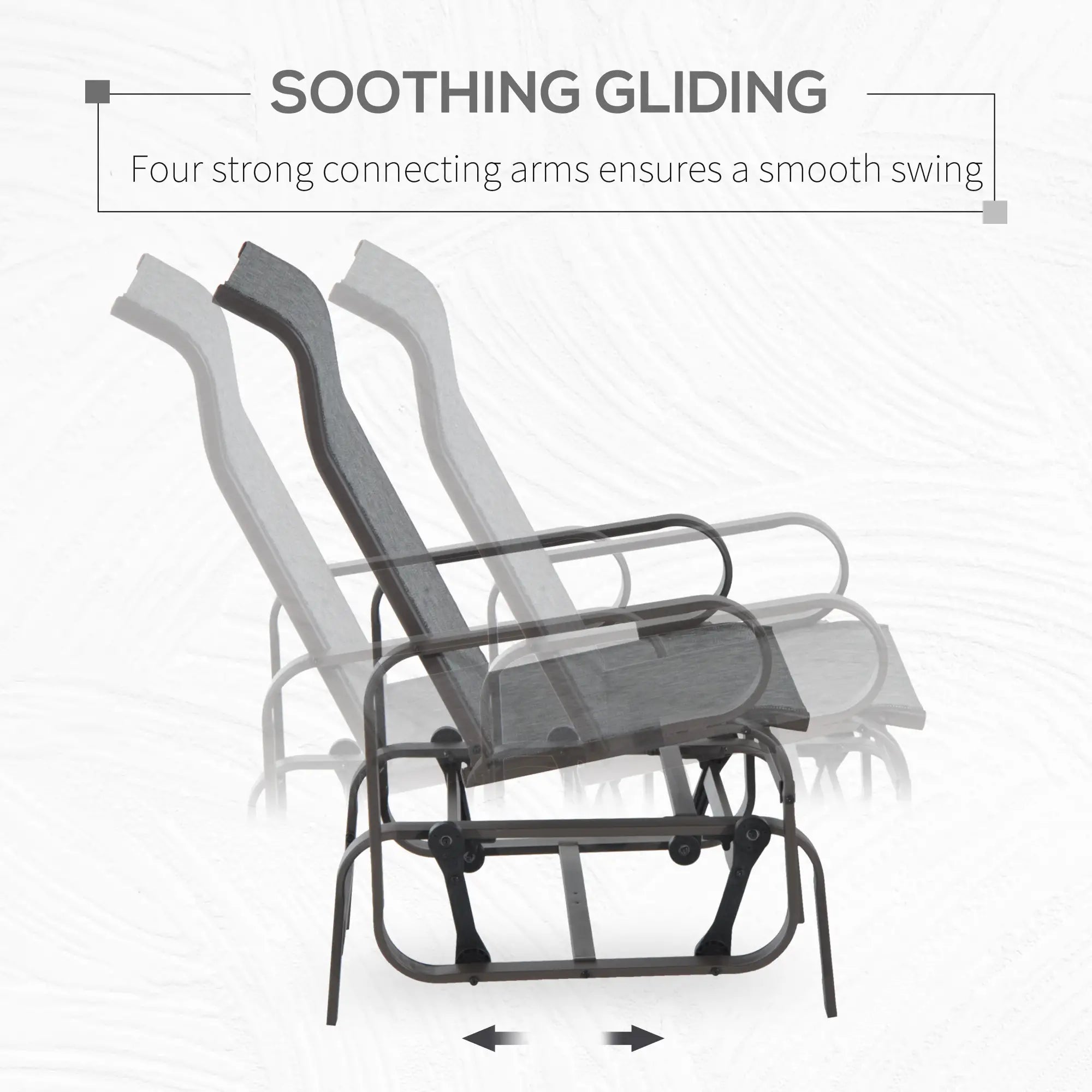 Patio Glider with Breathable Mesh, Outdoor Rocking Chair, Brown Grey Outdoor Gliders at Gallery Canada