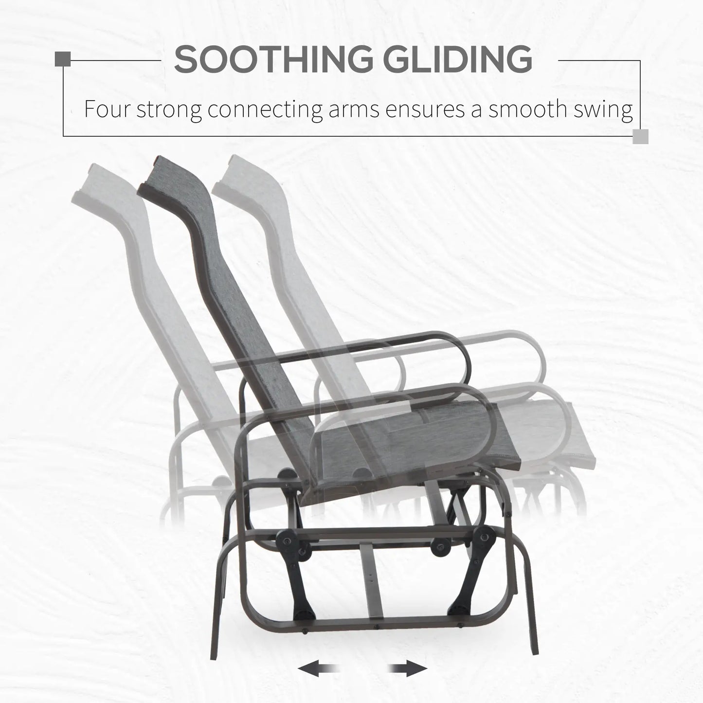 Patio Glider with Breathable Mesh, Outdoor Rocking Chair, Brown Grey Outdoor Gliders at Gallery Canada