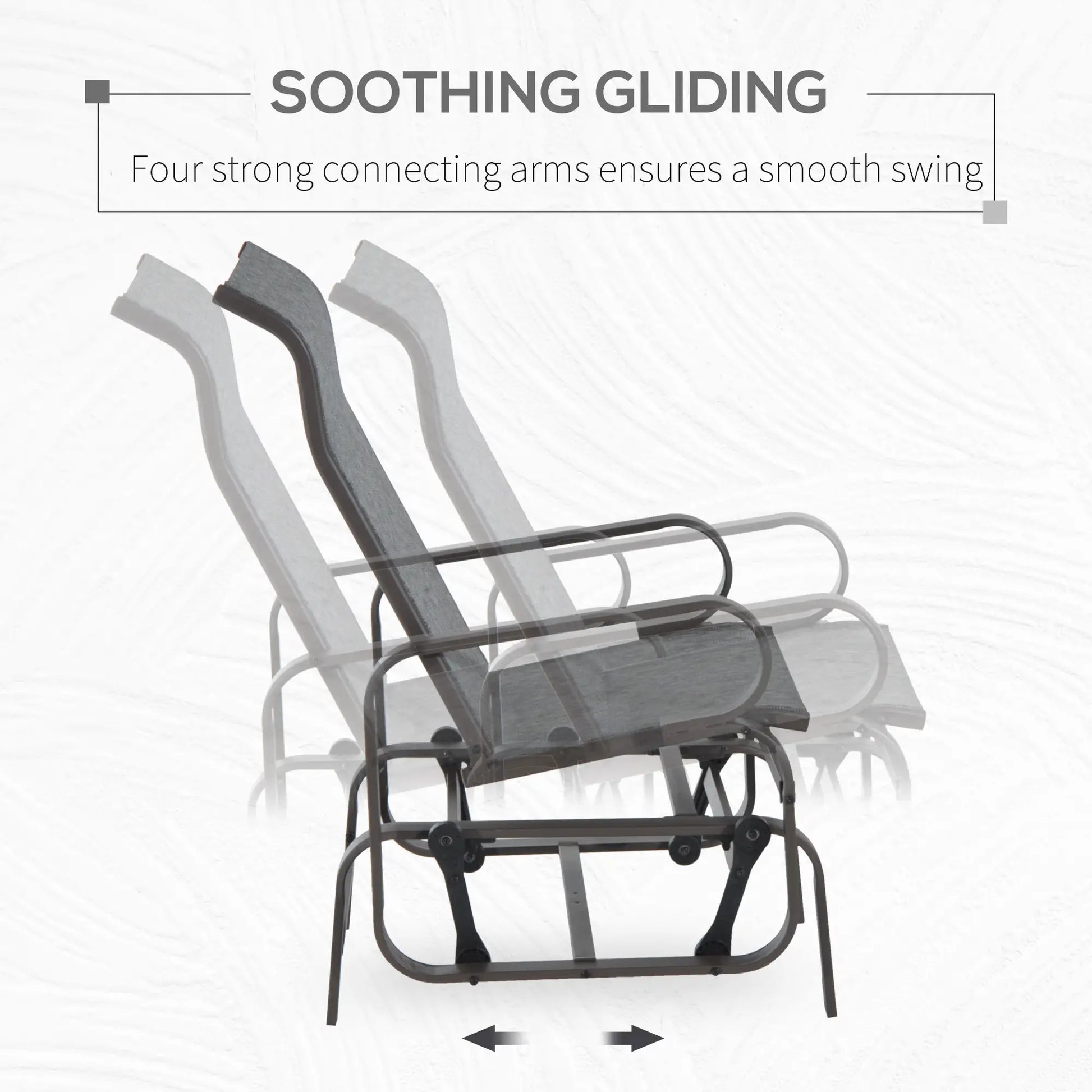 Patio Glider with Breathable Mesh, Outdoor Rocking Chair, Brown Grey Outdoor Gliders at Gallery Canada