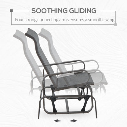 Patio Glider with Breathable Mesh, Outdoor Rocking Chair, Brown Grey Outdoor Gliders at Gallery Canada