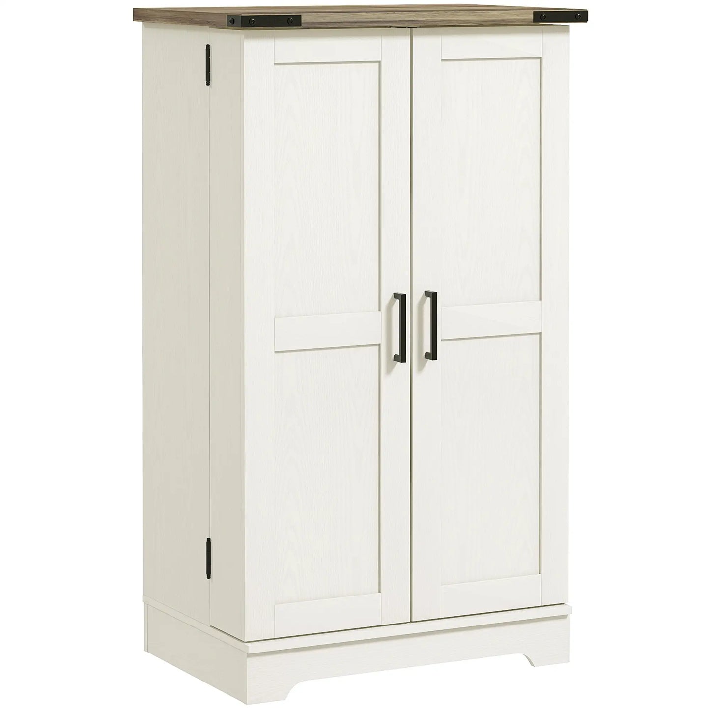 Farmhouse Kitchen Pantry Cabinet, Adjustable Shelves, White Cream Kitchen Pantry Cabinets Cream White Wood Grain, Retro Brown at Gallery Canada