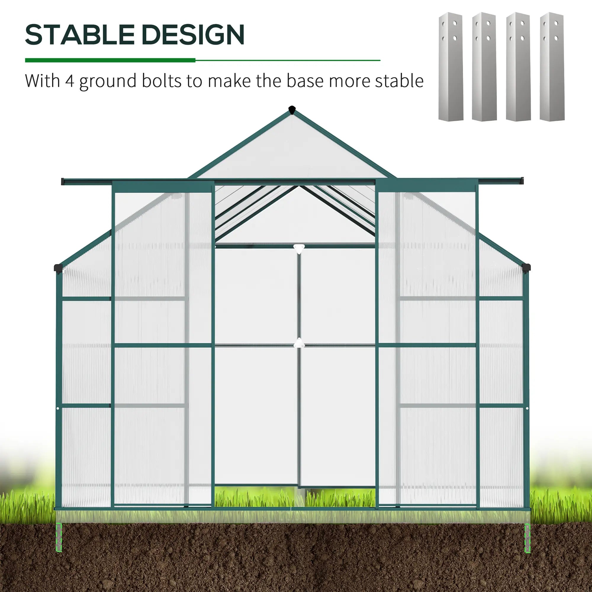16' x 8' Aluminum Polycarbonate Greenhouse, Walk-In, Adjustable Roof Vent, Green Walk In Greenhouses at Gallery Canada