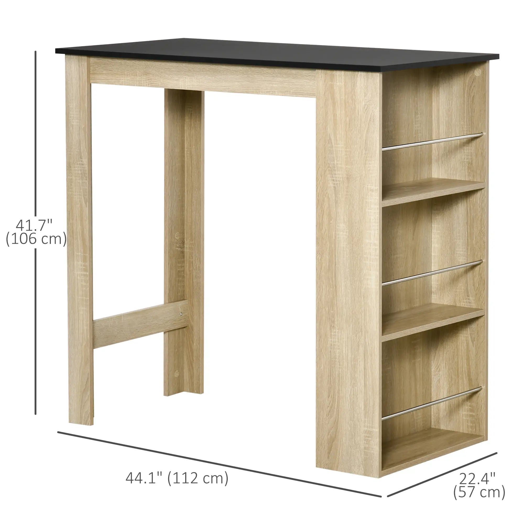Bar Table Counter Height with 3 Storage Shelves, Natural Bar Tables at Gallery Canada