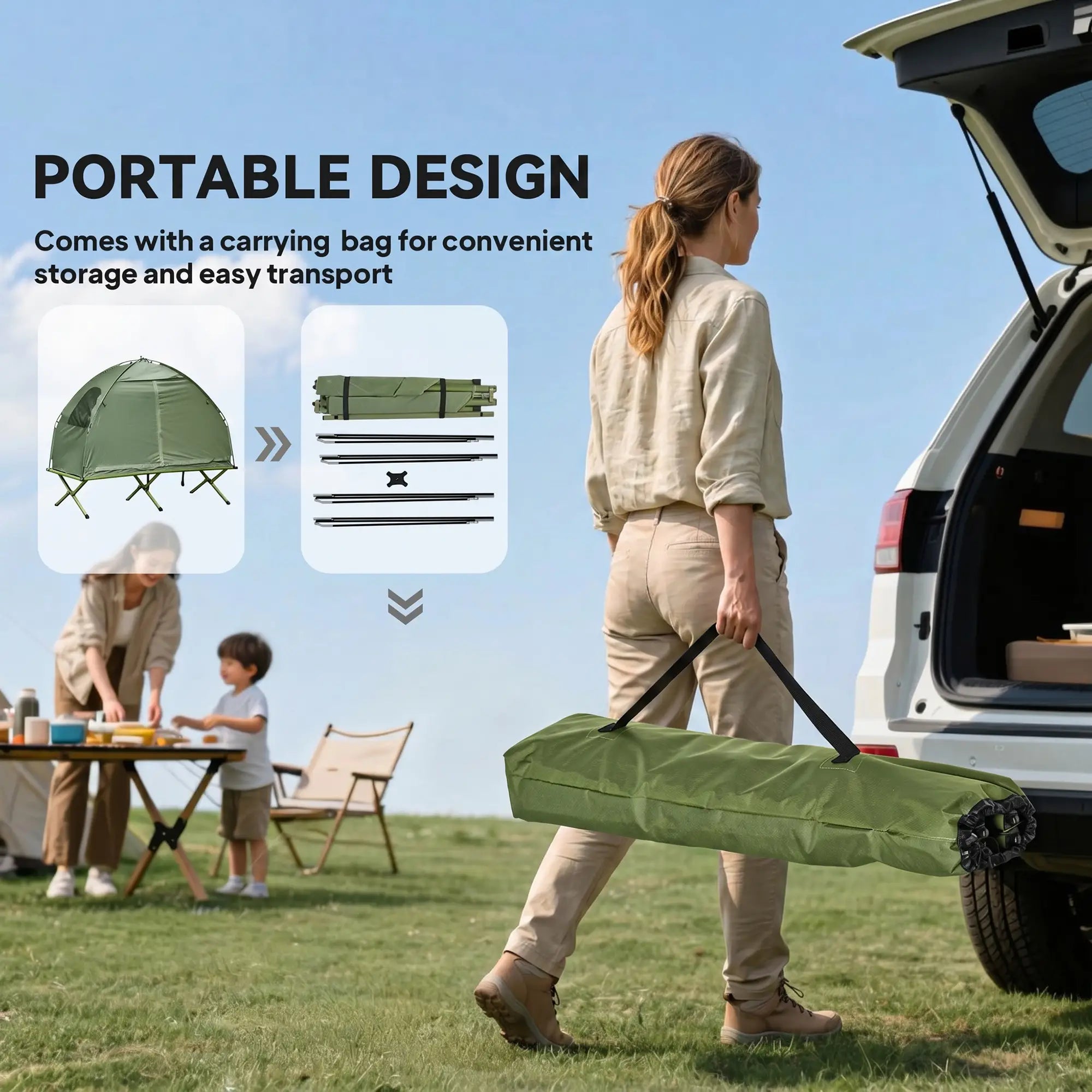 Compact Pop Up Camping Cot Tent Combo, Folding Outdoor, Dark Green Camping Tents at Gallery Canada