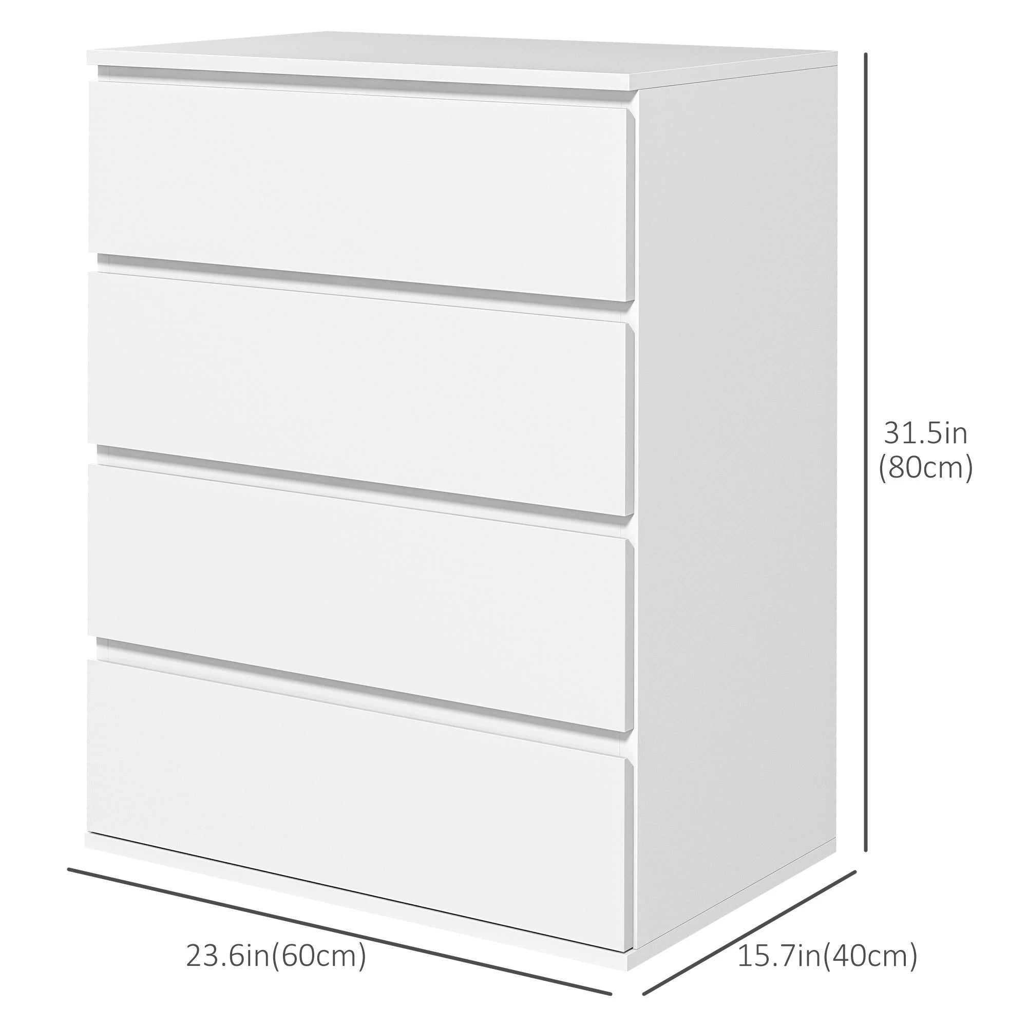 4 Drawer Cabinet, High Gloss, Bedroom Chest, Metal Runners, White Storage Cabinets at Gallery Canada