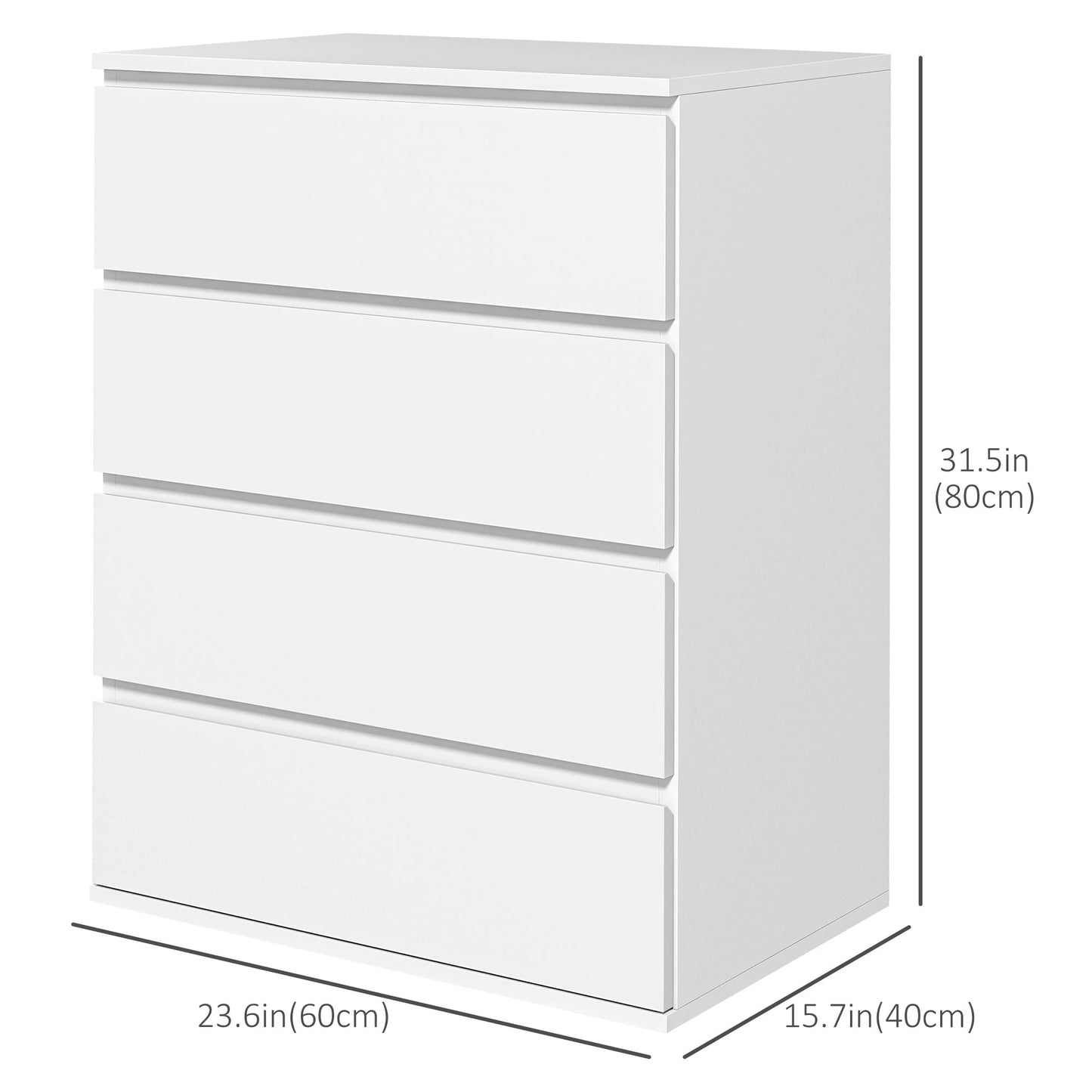 4 Drawer Cabinet, High Gloss, Bedroom Chest, Metal Runners, White Storage Cabinets at Gallery Canada