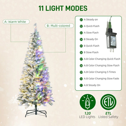 5ft Flocked Christmas Tree, Dual Color LED Light, 11 Modes, Easy Assembly, Color Flocked Christmas Trees at Gallery Canada