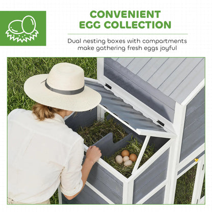 66.5" Large Chicken Coop, Wooden House, 2 Nesting Boxes, Sliding Tray, Ramp Chicken Coops at Gallery Canada