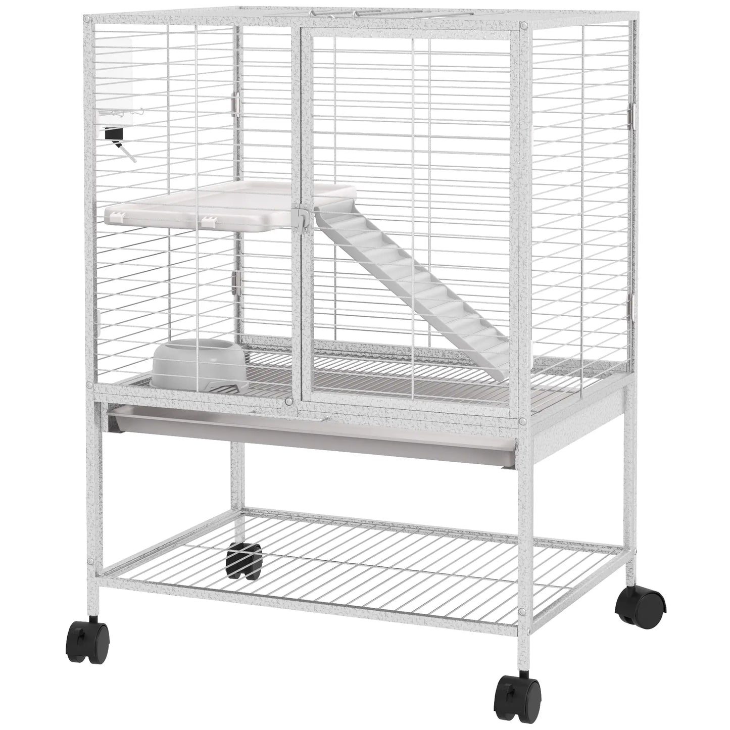 Small Animal Cage 34"H, Removable Tray, Storage Shelf, Light Grey Houses & Habitats Light Grey at Gallery Canada