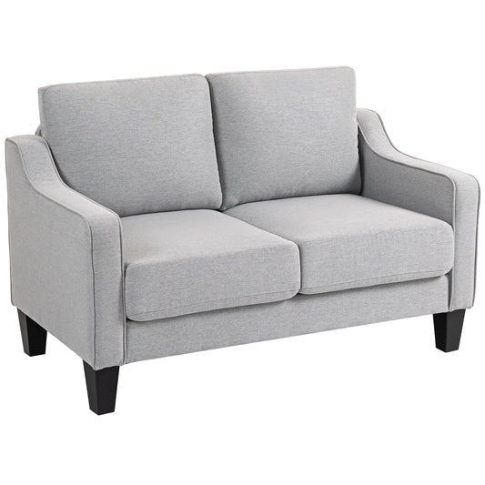 Modern Loveseat Sofa, Pocket Spring, Linen Upholstered, Light Grey 2-Seater Sofas Light Grey at Gallery Canada