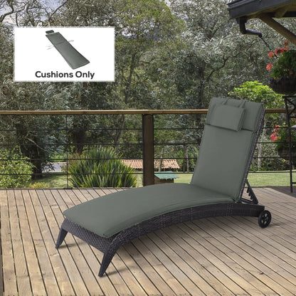 Garden Lounger Chair Cushion, Deep Seat Patio, Thick Padded, Headrest, Removable Cover, Grey Patio Chair Cushions at Gallery Canada