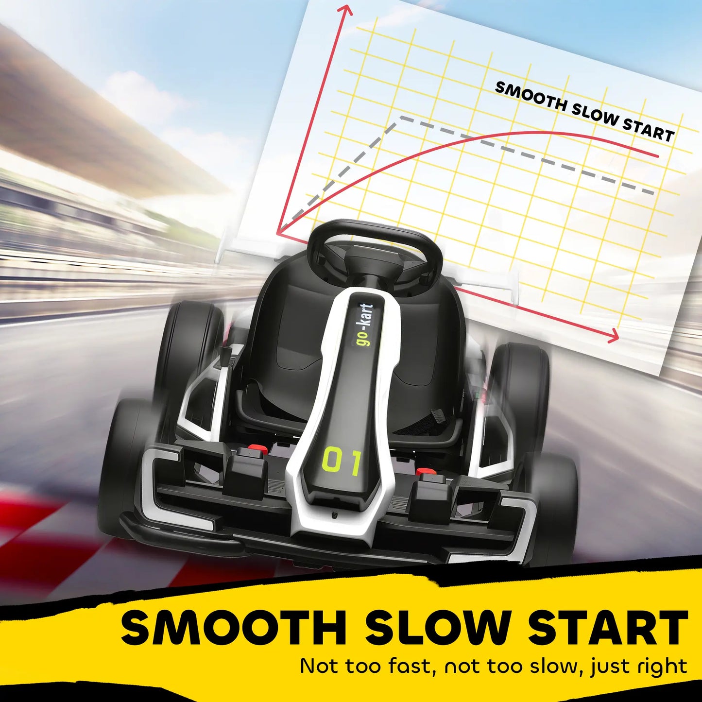 24V Electric Go Kart, Battery Powered Kids Drift Kart, Adjustable Seat, White Electric Ride On Toys at Gallery Canada