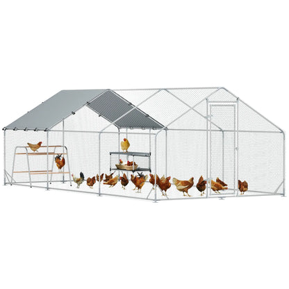 Metal Chicken Coop with Cover, Nesting Box, Roosting Bars, 9.8 x 19.7 x 6.4 ft Chicken Coops at Gallery Canada