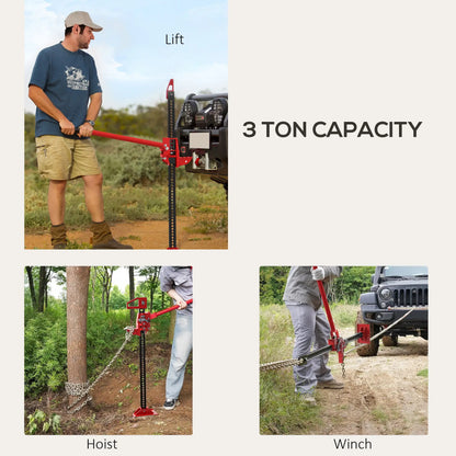 3 Tonne 6600 lb Farm Jack, 48 Inch High Lift, Red Automotive at Gallery Canada