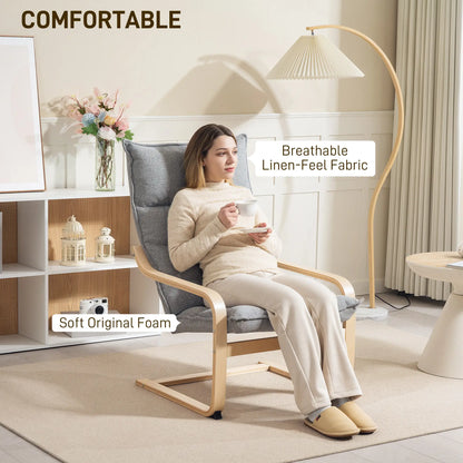 Modern Armchair, Upholstered Accent Chair, Curved Leg, Light Grey Accent Chairs at Gallery Canada