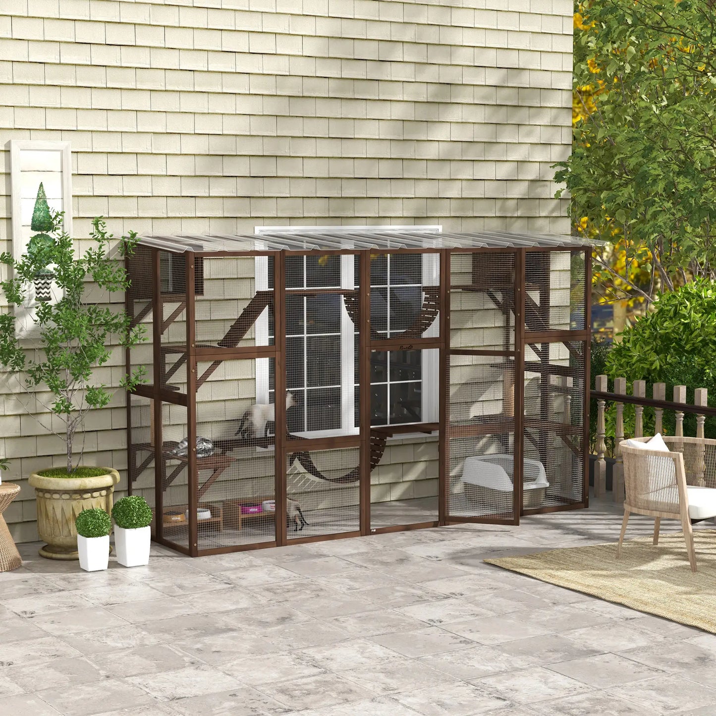 Large Outdoor Catio, Condos, Platforms, Doors, Ladders, Weather-Resistant Roof, Espresso Outdoor Cat Enclosures at Gallery Canada