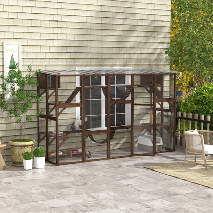 Large Outdoor Catio, Condos, Platforms, Doors, Ladders, Weather-Resistant Roof, Espresso Outdoor Cat Enclosures at Gallery Canada