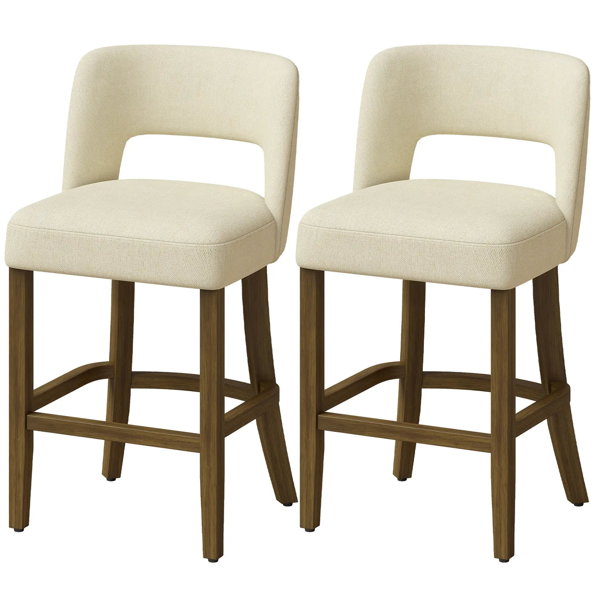 Bar Stools Set of 2, 26" Counter Height, Beige Bar Stools Multi Colour at Gallery Canada