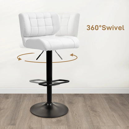 Swivel PU Leather Barstools, Set of 2, Adjustable with Footrest, White Bar Stools at Gallery Canada