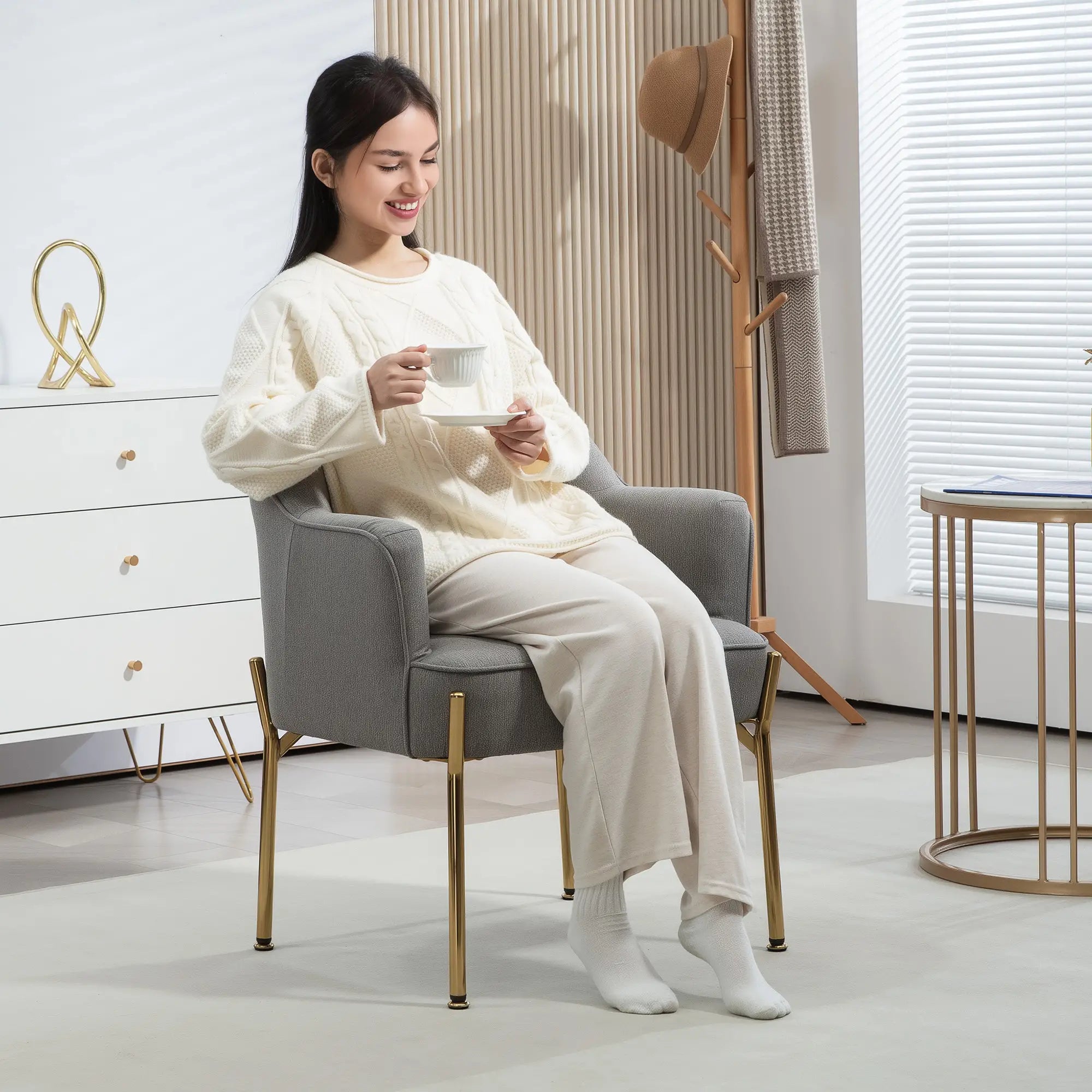 Modern Fabric Armchair, Metal Legs, Living Room, Bedroom, Home Office, Grey Sofas & Reclining Chairs at Gallery Canada