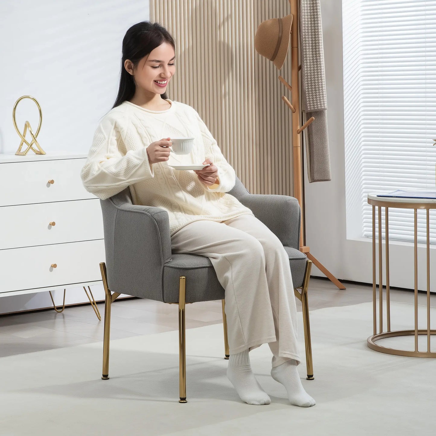 Modern Fabric Armchair, Metal Legs, Living Room, Bedroom, Home Office, Grey Sofas & Reclining Chairs at Gallery Canada