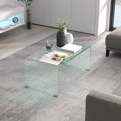 Clear Glass Coffee Table, Modern Rectangle Living Room Table, Safe Rounded Edges Coffee Tables at Gallery Canada