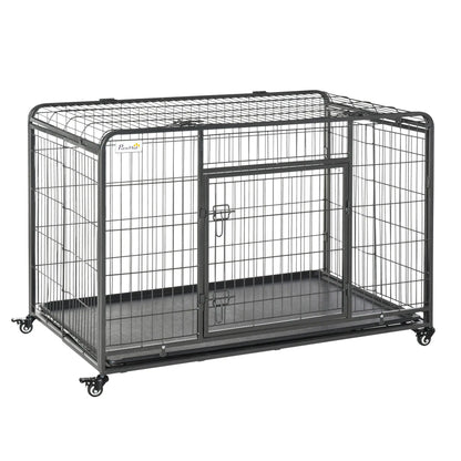 Heavy Duty Folding Dog Crate, Extra Large, 49" x 30" x 32" Houses, Kennels & Pens Dark Grey at Gallery Canada