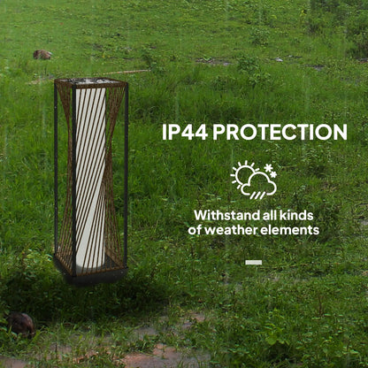 Rattan Solar Floor Lamp, IP44, LED Auto On/Off, Brown Solar Post Lamps at Gallery Canada