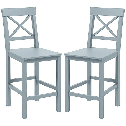 Counter Height Stools Set of 2, Farmhouse Bar Stools with Backs, Solid Wood Counter Stools for Kitchen Island Bar Stools Grey at Gallery Canada