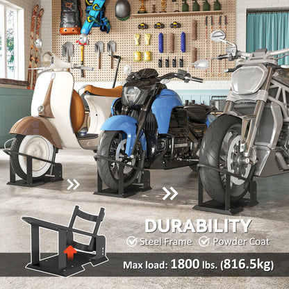 Motorcycle Wheel Chock, 1800 lbs Capacity, Steel, 15"-21" Wheels, Black Bike Parking Stands at Gallery Canada