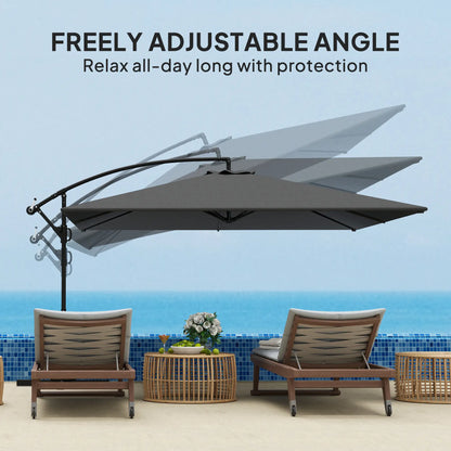 Rectangular Cantilever Parasol 111" x 150.4", Adjustable Tilt, UPF50+, Grey Offset Cantilever Umbrellas at Gallery Canada