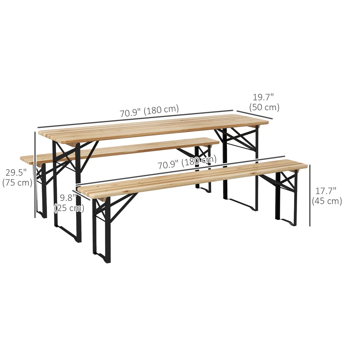 3 Pc Folding Picnic Table Set, 1 Table & 2 Benches, Portable Bistro Sets at Gallery Canada